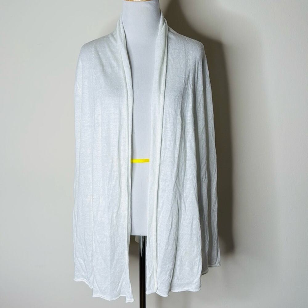 Lafayette 148 White Linen Open Front Cardigan
